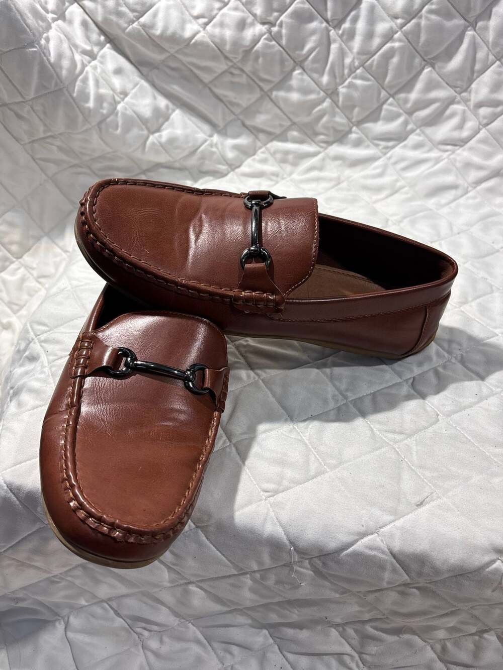 Steve Madden Cognac Leather Bit Driver Loafers